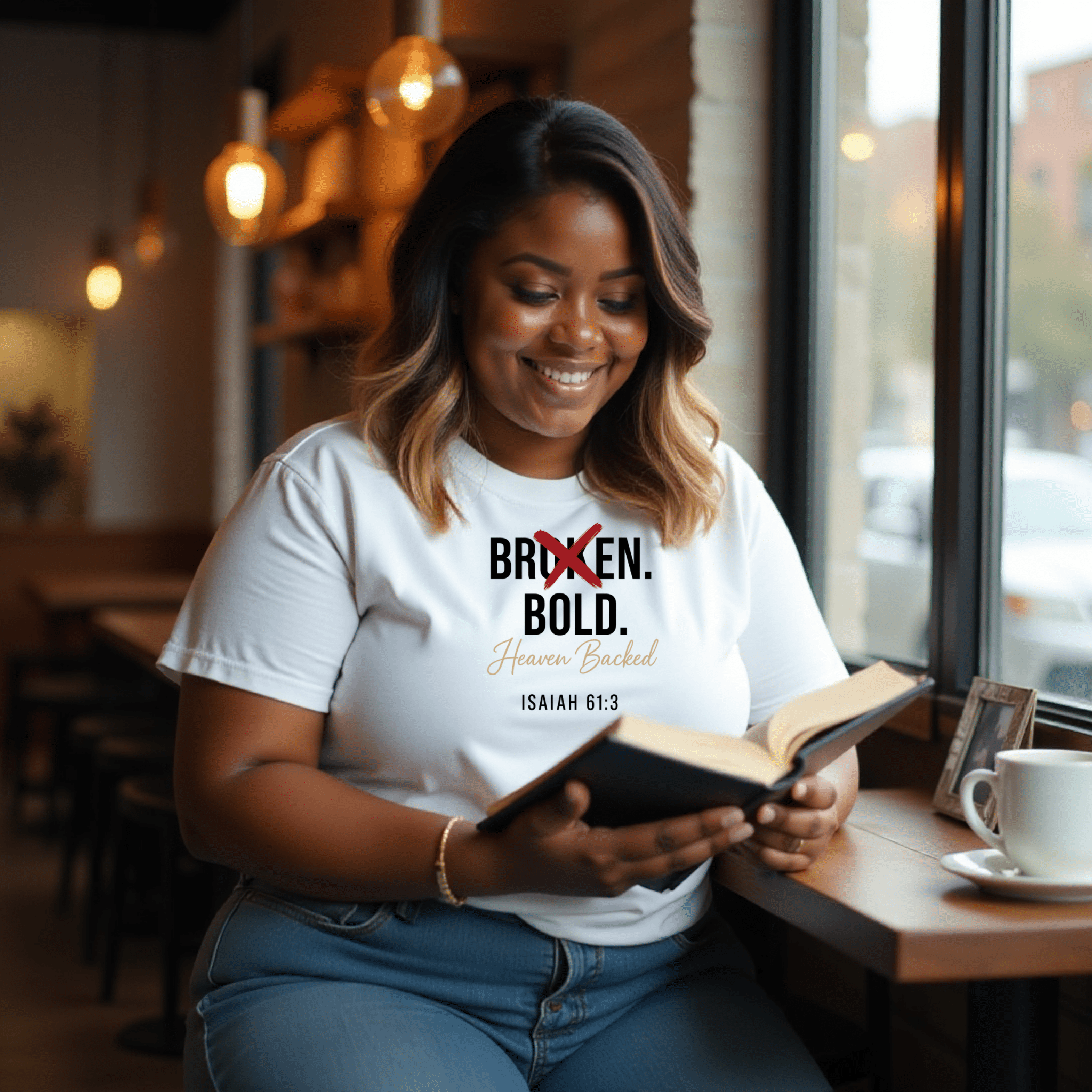 Broken. Bold. Heaven Backed T-Shirt - Isaiah 61:3 - My Prayer Closet