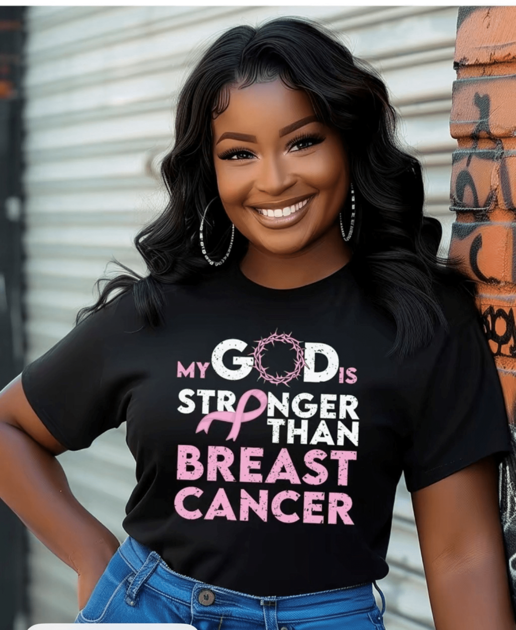 My God is Stronger than Breast Cancer - Faith T-Shirt - My Prayer Closet