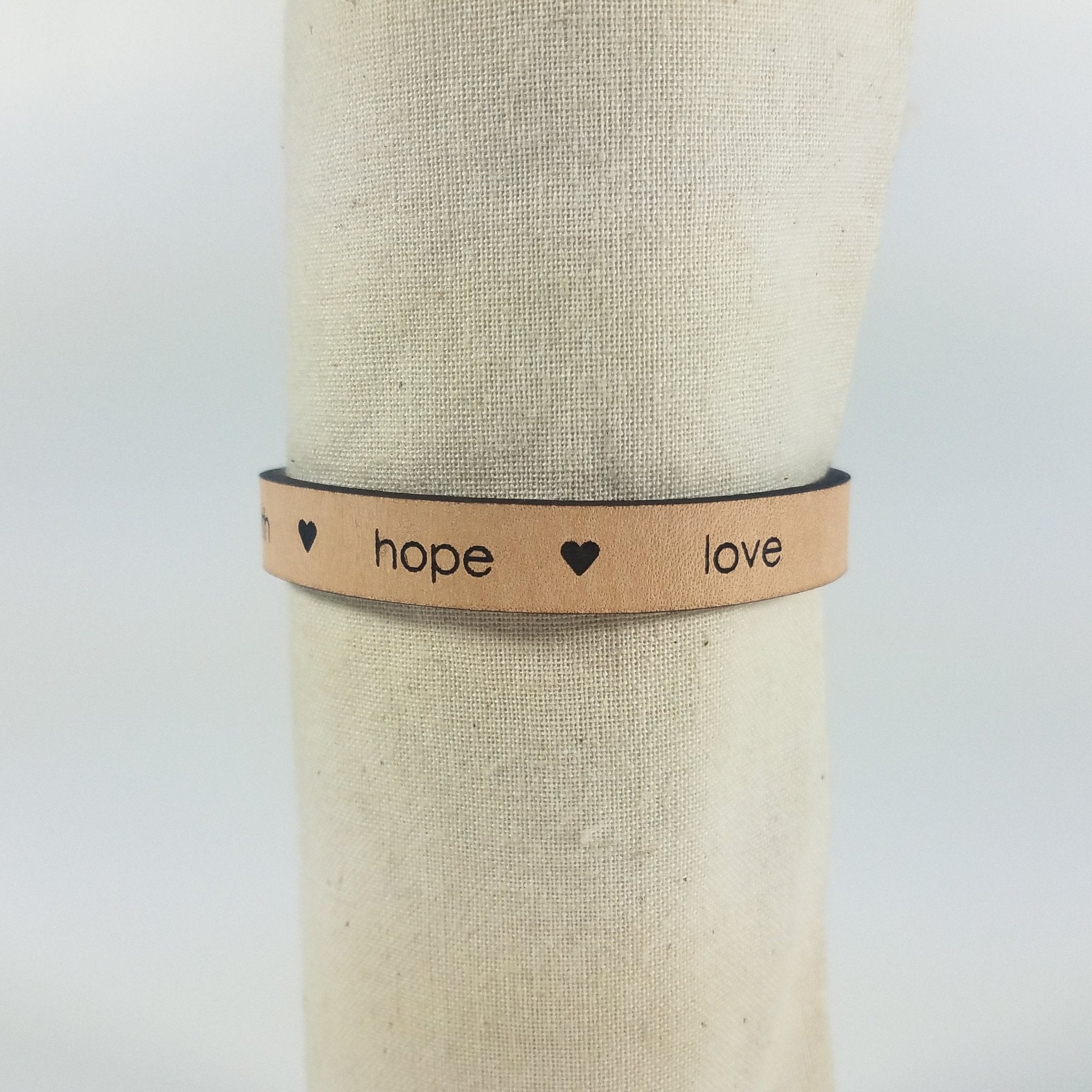 Spiritual Quote Bracelet - faith hope love - My Prayer Closet